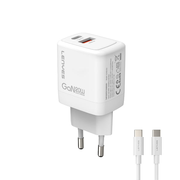 Cargador Smartphone con cable GAN - Tipo C a Tipo C-  20w